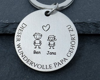 Personalized keychain with engraving for Dad - "This dad belongs to..."