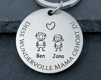 Personalized keychain with engraving for mom - "This mom belongs to..."