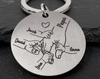 Keychain children's hands - Personalized pendant with the hands and names of your favorites (1-4 hands)