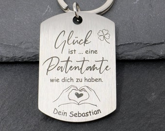 Personalized keychain "Happiness is having a godmother like you" with individual engraving and name