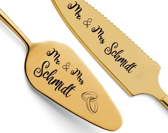 Tortenheber inkl. Tortenmesser im Set mit persönlicher Gravur als Geschenk zur Hochzeit - Mr. & Mrs.