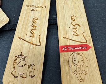 Personalisiertes Kinder-Lesezeichen mit Namen und Tiermotiv inklusive Gravur - Einzigartiges Geschenk