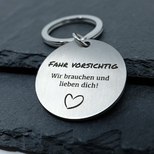 Autosleutelhanger met gravure - Rij voorzichtig - Gepersonaliseerde hanger