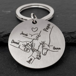 Porte-clés mains d'enfant Pendentif personnalisé avec les mains et les prénoms de vos favoris 1-4 mains image 1