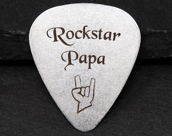 Plektrum mit persönlicher Gravur - Personalisiertes Plektren/ Gitarre Pick graviert Gitarrenpick aus Edelstahl mit Gravur