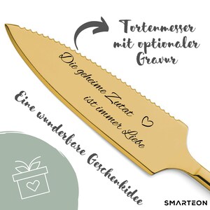 Tortenheber Set Die geheime Zutat ist immer Liebe als Geschenk zur Hochzeit/ Verlobung Hochzeitsgeschenk mit Namen und Gravur Bild 2