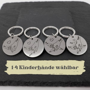 Schlüsselanhänger Kinderhände Personalisierter Anhänger mit den Händen und Namen deiner Lieblinge 1-4 Hände Bild 5