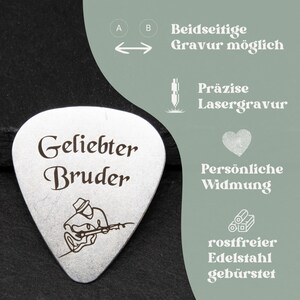 Plectrum with personal engraving Personalized plectrums/guitar pick engraved guitar pick made of stainless steel with engraving image 4