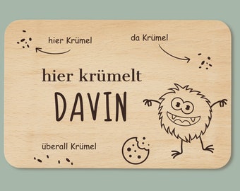 Ontbijtplank Koekjesmonster met naam - Individuele houten plank gepersonaliseerd voor kinderen