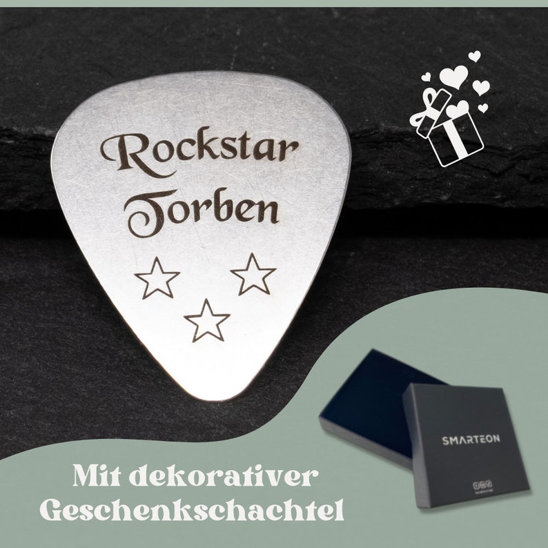 Plectrum with personal engraving Personalized plectrums/guitar pick engraved guitar pick made of stainless steel with engraving image 5