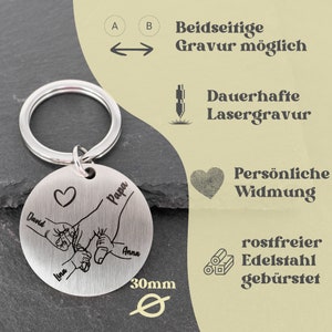 Porte-clés mains d'enfant Pendentif personnalisé avec les mains et les prénoms de vos favoris 1-4 mains image 2