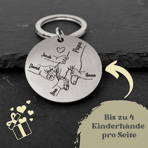 Porte-clés mains d'enfant Pendentif personnalisé avec les mains et les prénoms de vos favoris 1-4 mains image 4