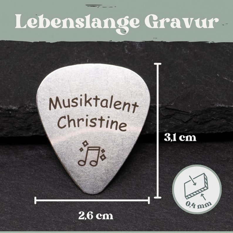 Plectrum with personal engraving Personalized plectrums/guitar pick engraved guitar pick made of stainless steel with engraving image 6