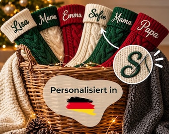 Gepersonaliseerde kerstsok met borduurwerk, kerstsokken met namen voor de hele familie, gepersonaliseerde kerstsok