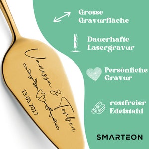 Tortenheber inkl. Tortenmesser im Set mit persönlicher Gravur als Geschenk zur Hochzeit Jahrestag Personalisiertes Hochzeitsgeschenk Bild 5