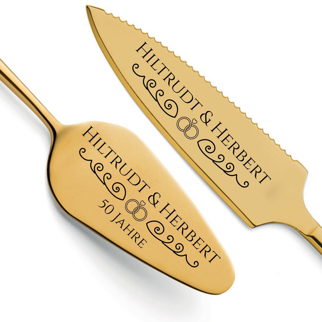 Cake Server Including Cake Knife in a Set With Personal Engraving as a