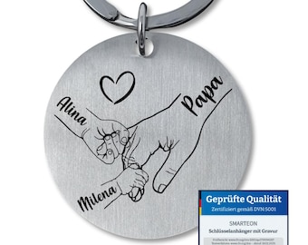 Children's Hands Keychain for Dad - Personalized keychain with the hands and names of your loved ones (1-4 hands)