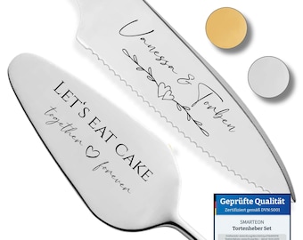 Taartschepjesset "Laten we taart eten" met persoonlijke gravure als cadeau voor bruiloften of jubilea - Gepersonaliseerd huwelijksgeschenk