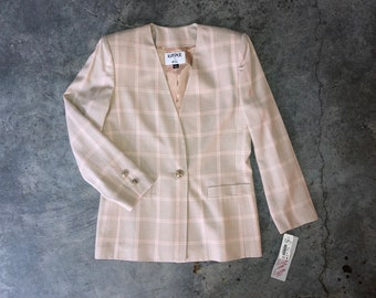 Vintage 90's Deadstock Oversized Tan & Peach Checked Blazer With Tags