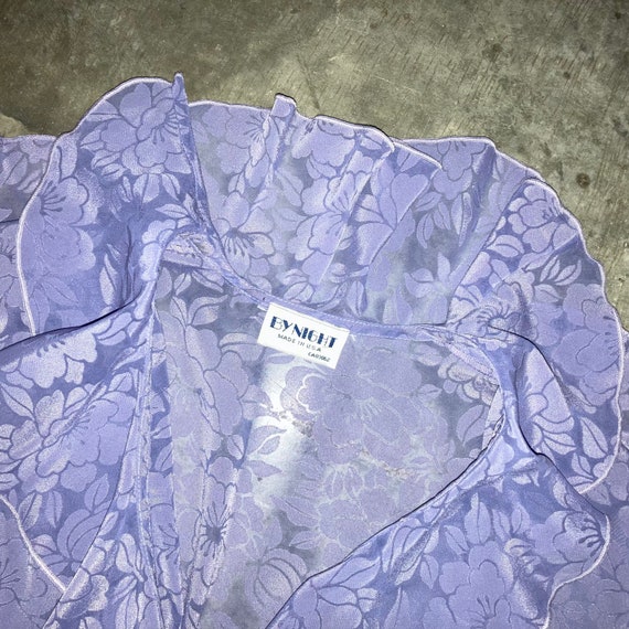 Vintage 70's Sheer Lilac Purple Floral Ruffled Fa… - image 3