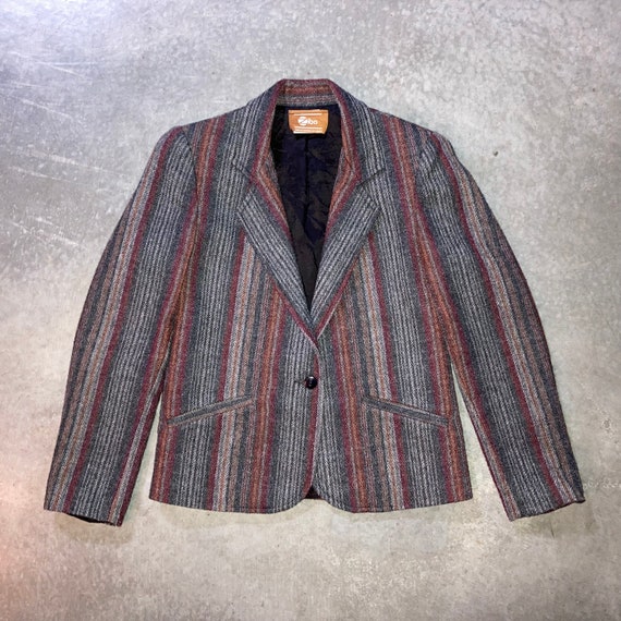 Vintage 70's Striped Wool Blazer | Autumn Colours - image 2