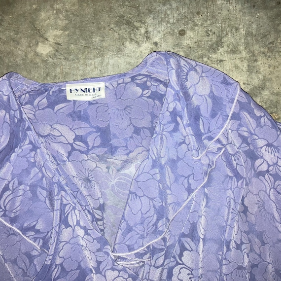 Vintage 70's Sheer Lilac Purple Floral Ruffled Fa… - image 4
