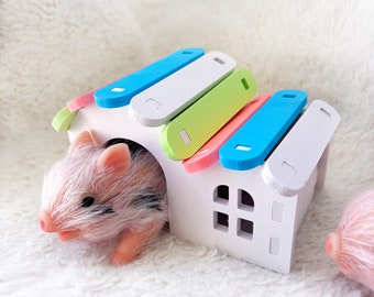 Mini House for Silicone Piglet Doll | Dollhouse Accommodation | Tiny Home for Cute Piggy | Hamster Hideout Bed Toy