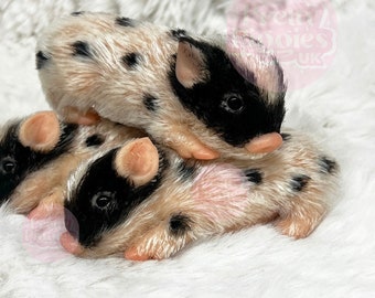 Black and Cream Spotty Speckled Silicone Piglet | Reborn Piglet, Silicone Piglet, Micro Pig Doll