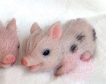 Cream Spotty Pretty Silicone Pig Doll | Silicone Doll | Reborn Piglet Doll | Baby Doll | Realistic Doll Figure Silicone Animals Babies