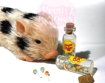 Chupa Chups Lollipop Jar for Silicone Piglet | Dollhouse Miniature Sweet Display | Cute Piggy Candy Jar