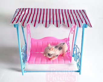 Silicone Piglet Doll Swing | Dollhouse Miniature Play Equipment | Cute Piggy Swinging Fun
