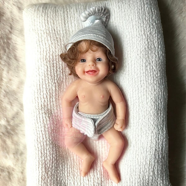 Echte weiche Silikon-Ganzkörper-Baby-Puppe Zwillinge Lebensechte Mikro-Frühchen-Mini-Rebornpuppe | 20cm / 7 ”Hochwertiges Sammlerstück Reborn Doll Geschenk