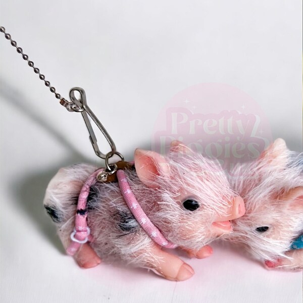 Silicone Piglet Harness and Lead | Adorable Pet Accessory | Doll Accessory | Animal Doll | Realistic Toy
