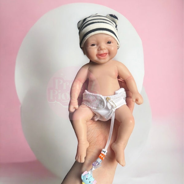 "Echtes weiches Silikon Ganzkörper Baby Puppe Zwillinge ""Sophie" ""Samuel"" Lebensechte Mini Reborn Puppe - 20cm / 7"