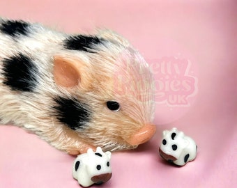 Mini Cow Friend for Silicone Piglet | Dollhouse Animal Figure |  Miniature Animal Reborn Piglet, Silicone Piglet, Micro Pig Doll