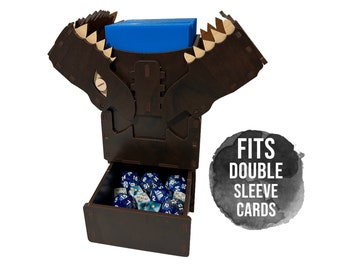 Commander Deck box with Drawer + Teeth, 100+ DOUBLE Sleeved cards, Card game Box, MTG Box, Deck Box, Compatible with all standard card games