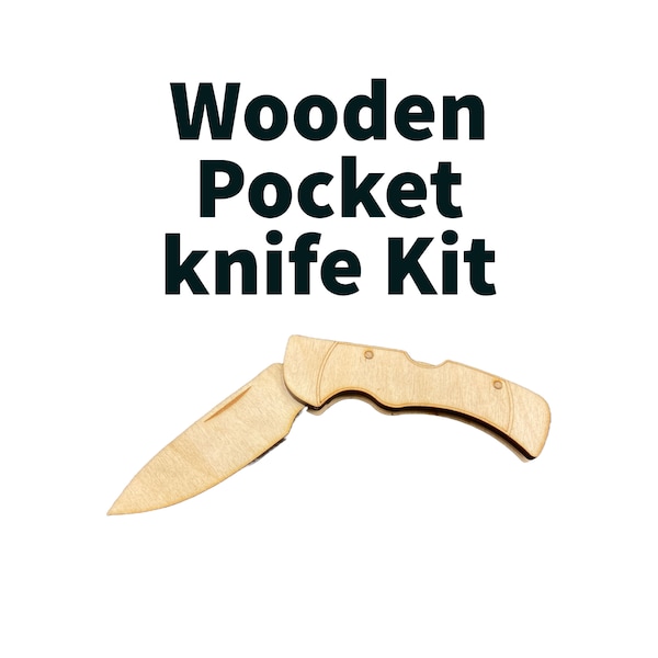 Wooden Toy Pocket knife Kit, Folding and locking knife (Assembly Required)