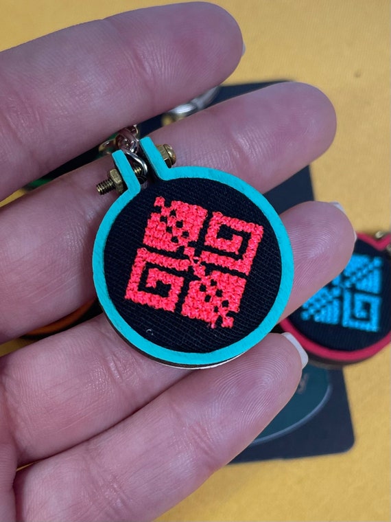 Embroidered Keychain | Colorful Keychain | Wooden Keychain