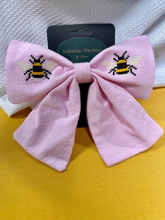 Embroidered Hair Bow | Bees | Flowers | Dog Paws | Cats