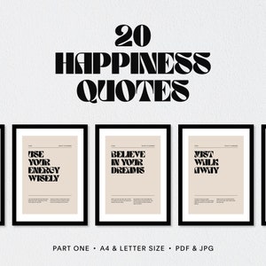 Set of 20 Printable Motivational Happiness Quotes Instant - Etsy