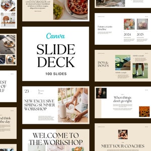 100 Slides Luxury Minimal Canva Presentation Deck | Course Webinar | Course Creator | Pitch Deck Template | Business Presentation