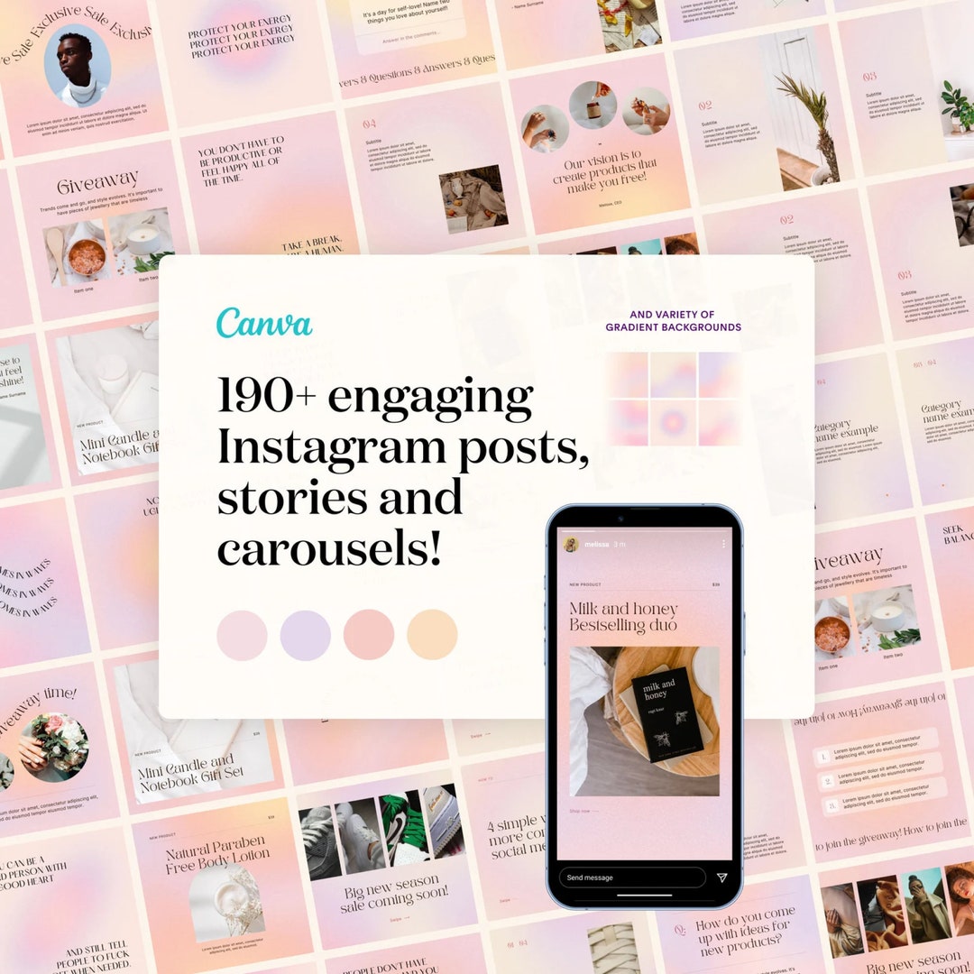 Pink Gradient Instagram Posts, Stories and Carousels for Small Business ...