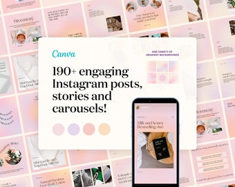 Pink Gradient Instagram posts, stories and carousels for Small Business and Engagement - Pastel Pink Dreams Bundle