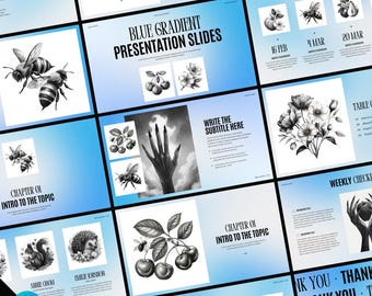 Plantilla de diseño de presentación con degradado azul: 30 diapositivas de Canva, seminario web, plantilla de presentación, presentación de empresa, tipografía llamativa