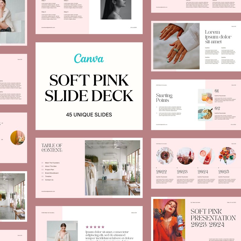 Marketing Business Presentation Slide Deck | Soft Pink Canva Course ...