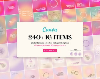 200+ Spiritual Pink Gradient Instagram posts, stories and story covers for Small Business and Engagement - Pastel Pink Dreams Bundle