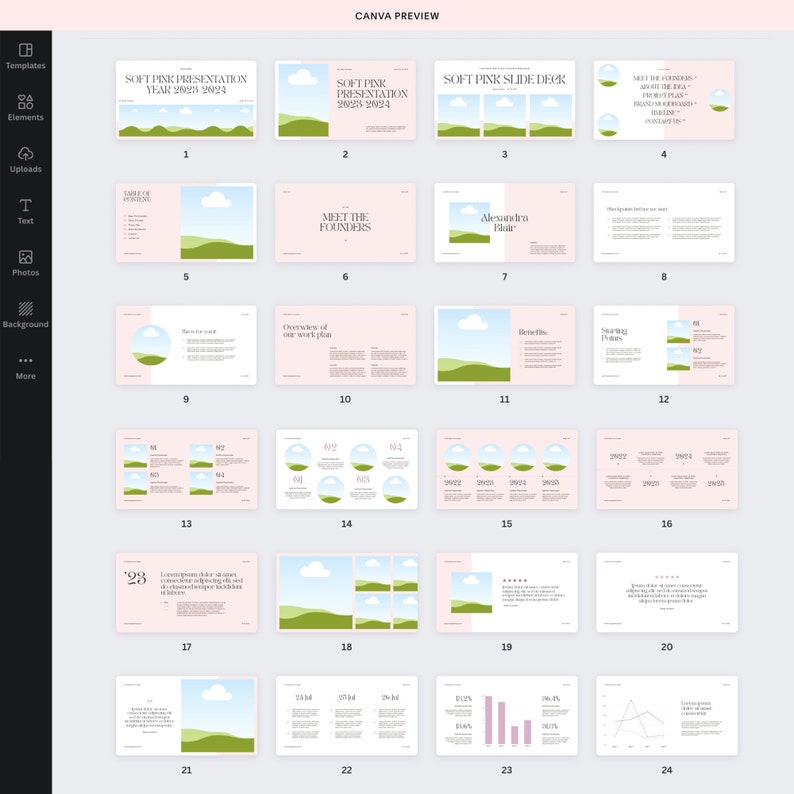 Marketing Business Presentation Slide Deck | Soft Pink Canva Course ...