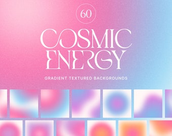 60 Cosmic Energy Gradient Backgrounds: Pink, Blue, Orange (Digital)