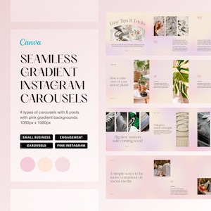 Pink Gradient Instagram posts carousel for Small Business and Engagement