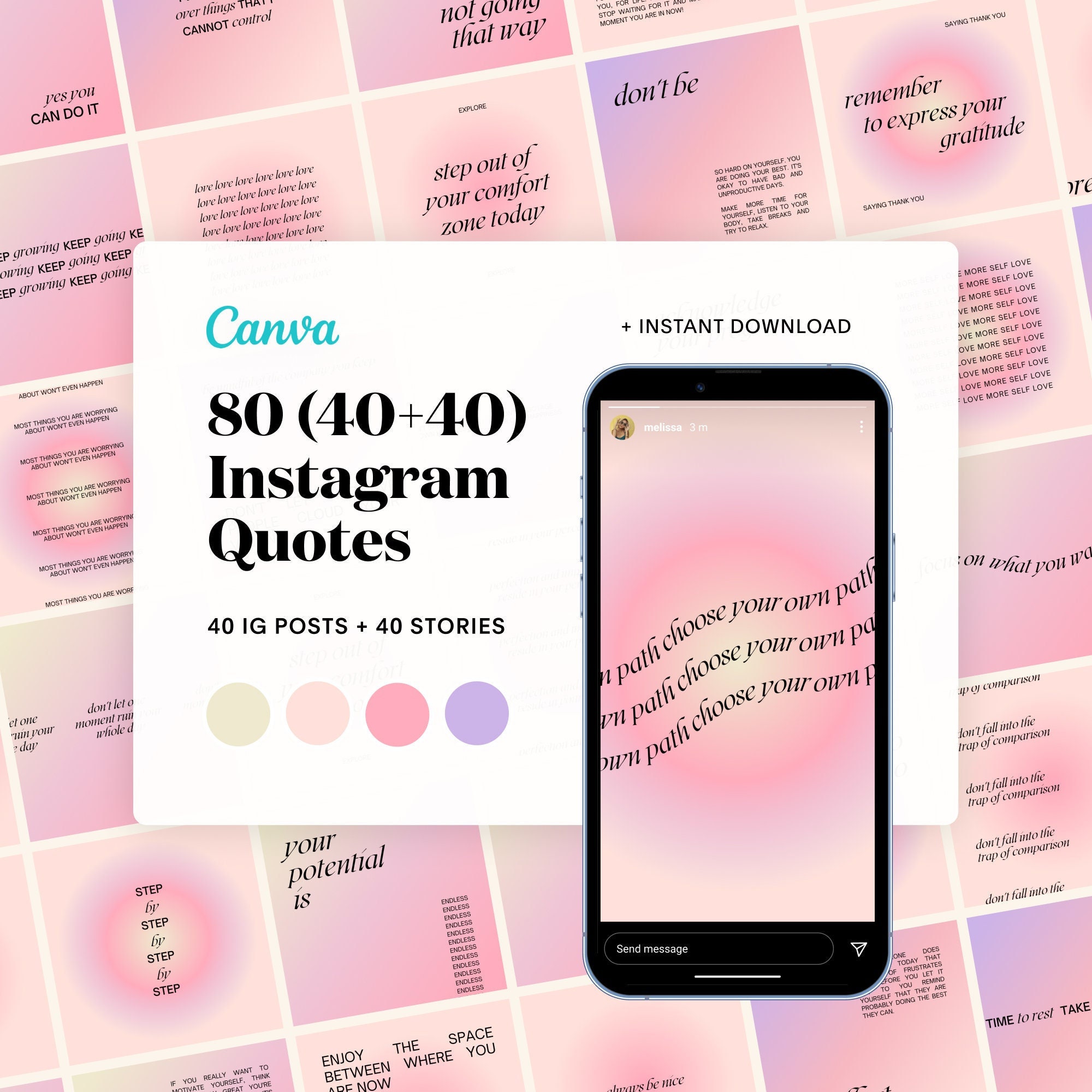 80 Spiritual Pink Gradient Instagram Post and Stories - Etsy